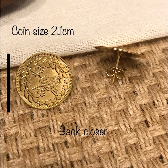 Lira Earrings, Coin Earrings, Hook Coin Earrings , Middle East Jewelry, New - Picture 6 of 6